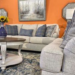 Traemore Linen Living Room Set (SOFA and LOVESEAT