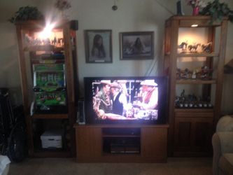 Lighted shelves (oak) and tv stand (not oak)