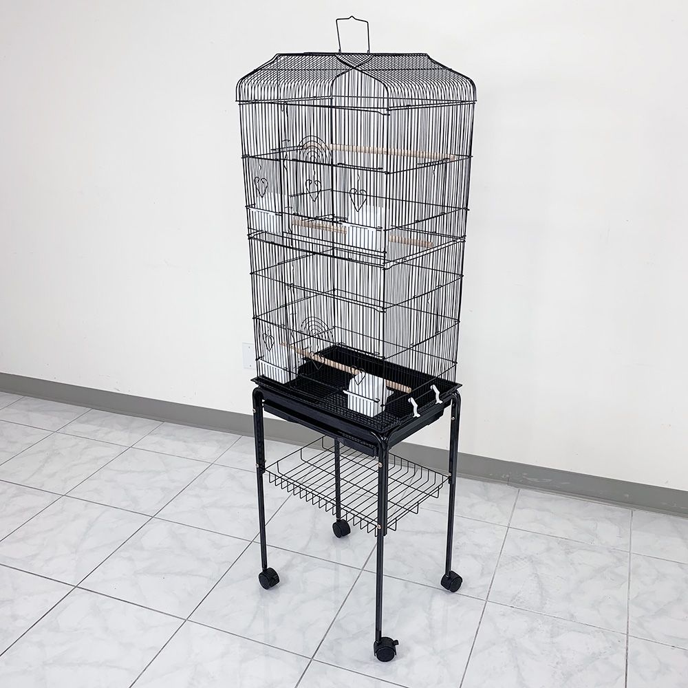 New $60 Small to Medium Bird Cage 60” Tall Parrot Parakeet Cockatiel Bird Cage 18x14x60” Rolling Stand