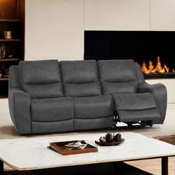Brand New Dark Charcoal Gray Modern Chic Power Recliner Sofa 