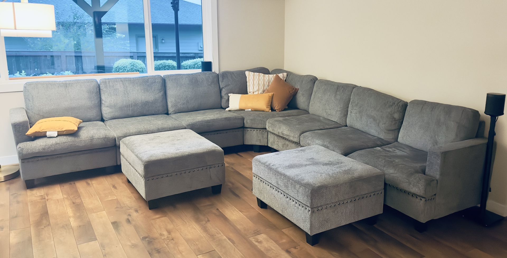 Modular Sectional Sofa With Storage Ottomans.