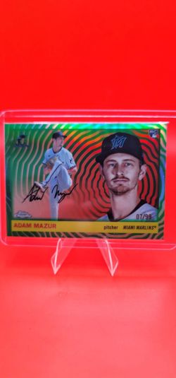 2025 Topps Chrome Platinum Adam Mazur Green Vibrations RC /99 #310 Marlins
