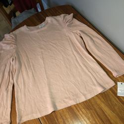 NWT Ophelia Roe Size 1X Peach Puff Sleeves Thin Shirt