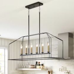 NEW in FACTORY SEALED BOX - Progress Lighting Frisco 6  Light Gold Steel Chandelier Item #1341862 Pitching Light Lighting Bar Area