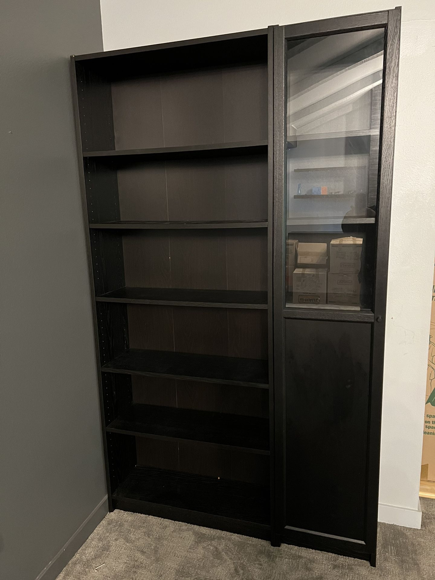 IKEA Book Shelf With Glass Display Cabinet