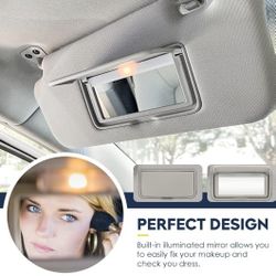 Driver & Passenger Sun Visor for Nissan Altima 2013 2014 2015 2016 2017 2018, with Light Replace 96401-3TA2A Gray
