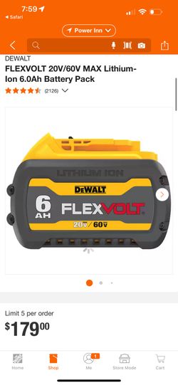 Dewalt Flex Volt 20V 6ah Lithium Ion Battery