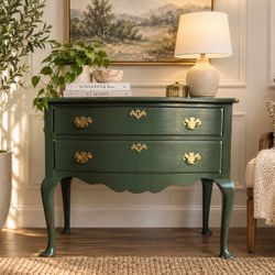 Beautiful lightly distressed Vintage Accent Chest • Small Dresser • 2-Drawer Chest • Side Table • Entryway Table • Console Table • Bedside Table •  dr