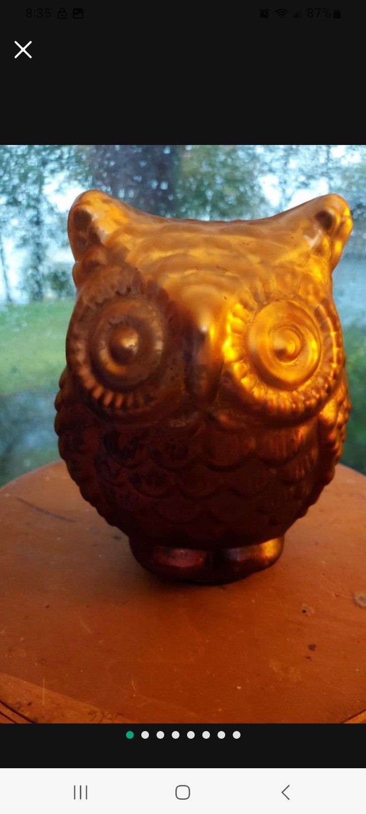 Reflective Glass Owl Figurine Ombre Brown 5" Tall