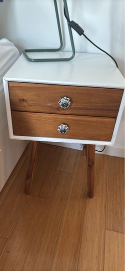 Mid-Century Modern Nightstand with Two Drawers