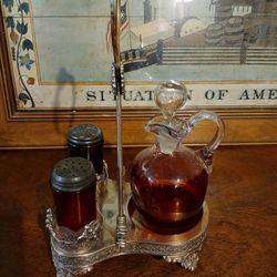 Pelton Bros Quadruple Silver Plate Condiment Caddy