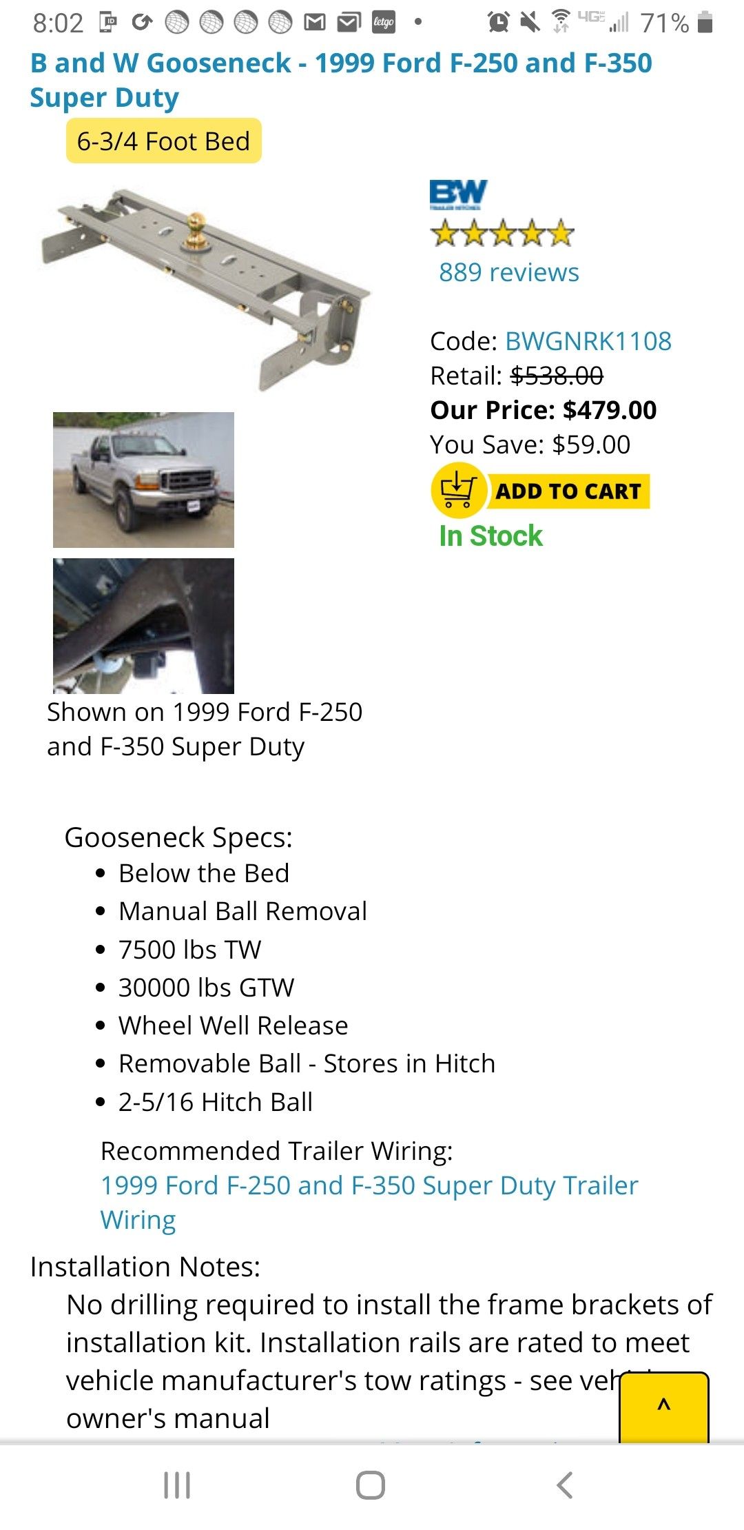 B & W Gooseneck hitch F250 F350 Super Duty for Sale in Tampa, FL OfferUp
