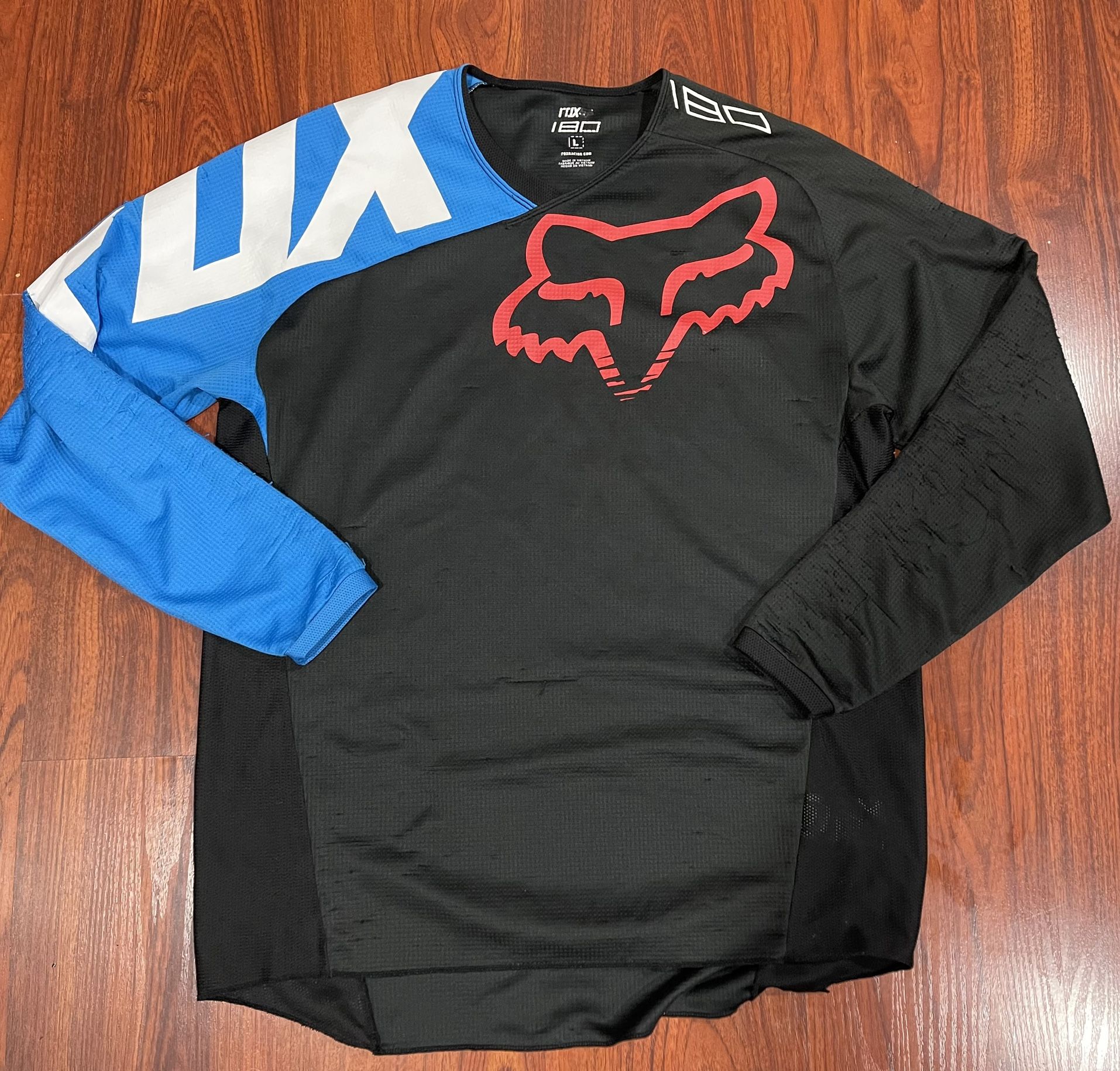 Fox Racing Black Distressed Dirt Bike Racing Long Sleeve Jersey Large