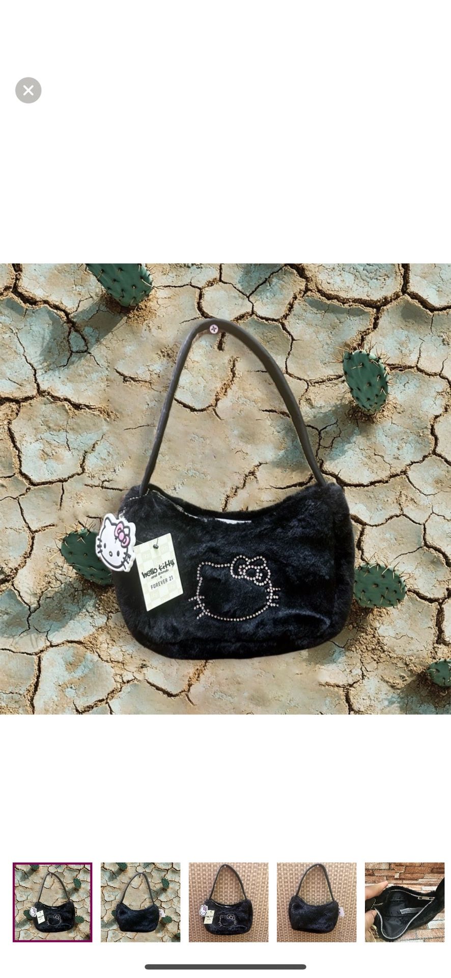 Hello Kitty Sanrio x Forever 21 Black fluffy Bag W/Rhinestones