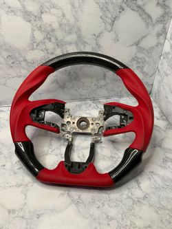 Carbon Fiber Red Perforated Leather Steering Wheel
