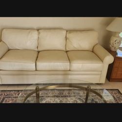 Genuine Leather Sofa La-z-boy Cream