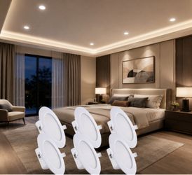 New DEWENWILS 6 Pack 6 Inch Slim LED Recessed Downlight, Dimmable Recessed Ceiling Light, CRI≥90, 3000k Warm White, 1200lm, 18W=150W, Integrated Junct