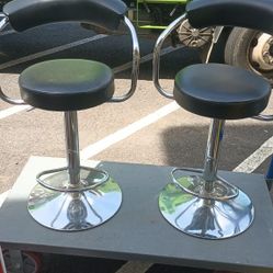 Black Leather Adjustable Stools 
