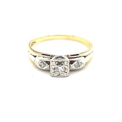 Dainty Antique Diamond Ring - 14K Gold