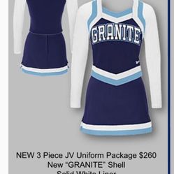 Granite Hills High School Women’s Cheer Outfit Skirt Shell Liner Pom-Poms Bow And So On