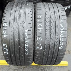 2 USED TIRES 225/40/18 GOOD YEAR EAGLE w/70% Thread  Both Installed and Balanced $100 ($50 each) 