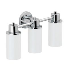 Moen DN0763CH Iso 3-Light Dual-Mount Bath Bathroom Vanity Fixture with Frosted Glass, Chrome 9.60 x 20.60 x 10.00 inches
