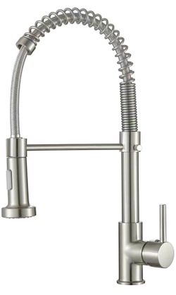 Kitchen Faucets with Pull Down Sprayer Commercial Single Handle Lever Spring Kitchen Sink Faucet Brushed Nickel