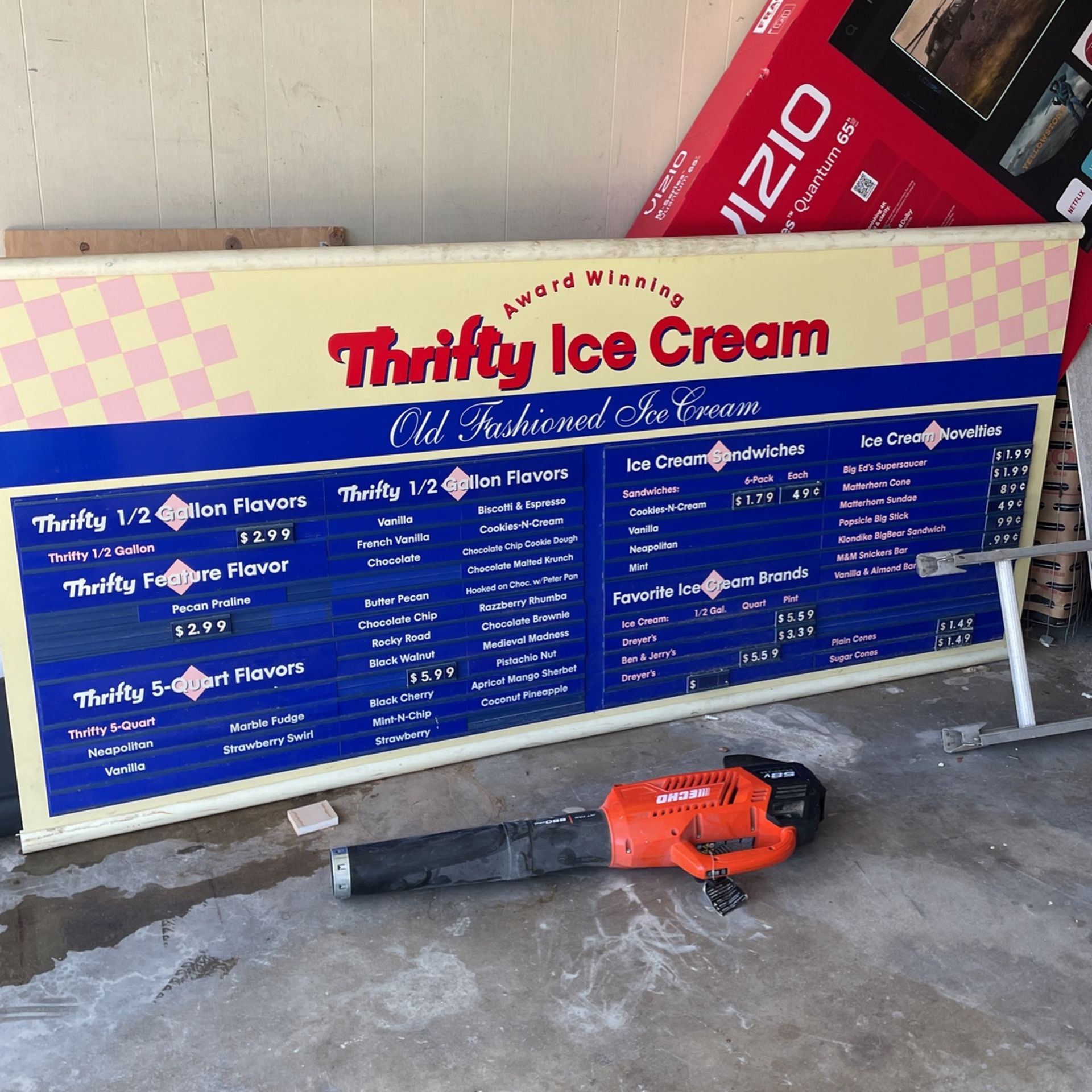 Old Antique Thrifty Ice Cream Sign From Early 1970s