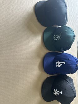 MLB New Era Fitted Hats, Lot of 4 (Dodgers x2, Red Sox, Phillies)
