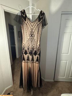 Black And Nude Long Dress