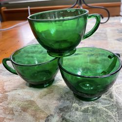 Vintage Emerald Green Tea Cups