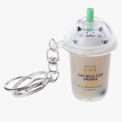 Cat milk cap boba drink 24 count keychains souvenirs for parties new in package