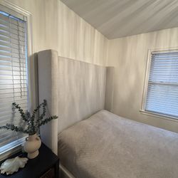 Modern Wingback Upholstered Queen Bed