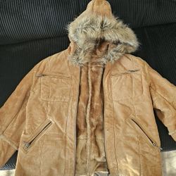 VTG ALEGRE DONNA Leather Womens Jacket Hooded