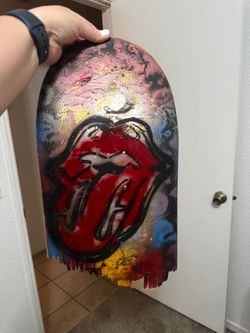 Rolling Stones Graffiti Art Painted skateboard