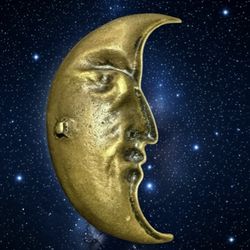 Solid Brass Crescent Moon trinket Tray Vintage