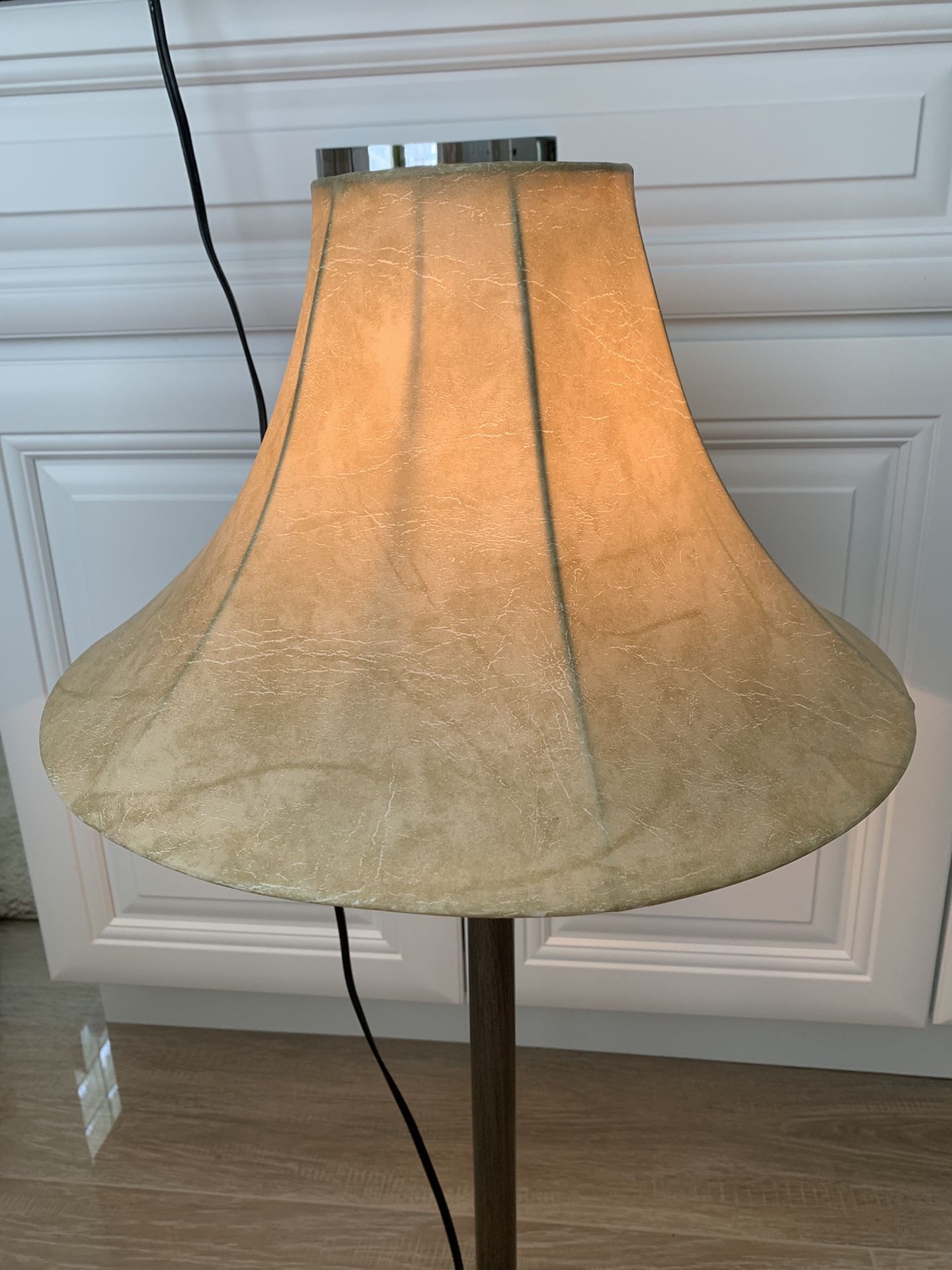 Lamp Leather Shade Vintage Antique Bronze