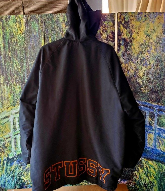 Big Men's Stussy Burly Gear Jacket With Hood Size XL