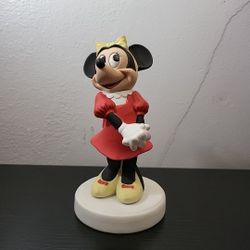 Vintage Walt Disney World Minnie Mouse Ceramic Bisque Large Figurine 
