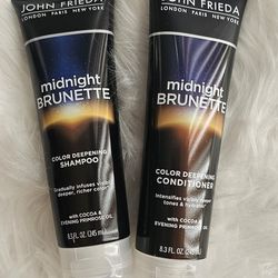 John Frieda Midnight Brunette Shampoo & Conditioner, Color Deepening Shampoo & Conditioner to Enhance and Refresh Brunette Tones, Cocoa and Primrose
