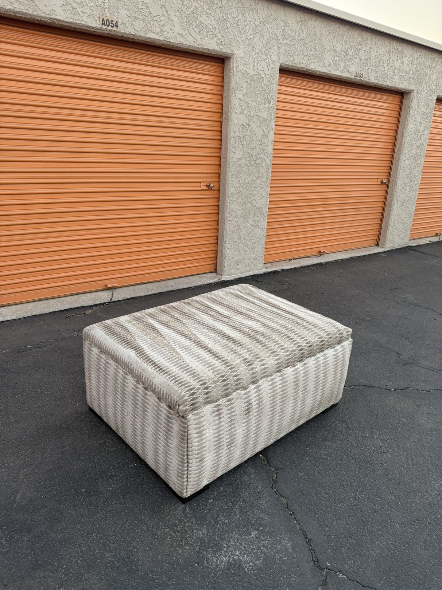 FREE DELIVERY - Large Custom Tan Ottoman W/ Pullout Table