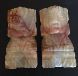 Solid stone onyx Mayan bookends