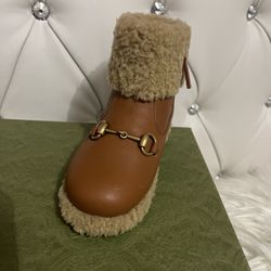 Gucci Horsebit Shearling Ankle Boots  Authentic -New