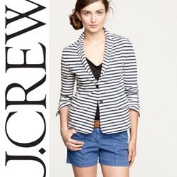 J. Crew Maritime Blazer in Cream Navy Stripe size M 
