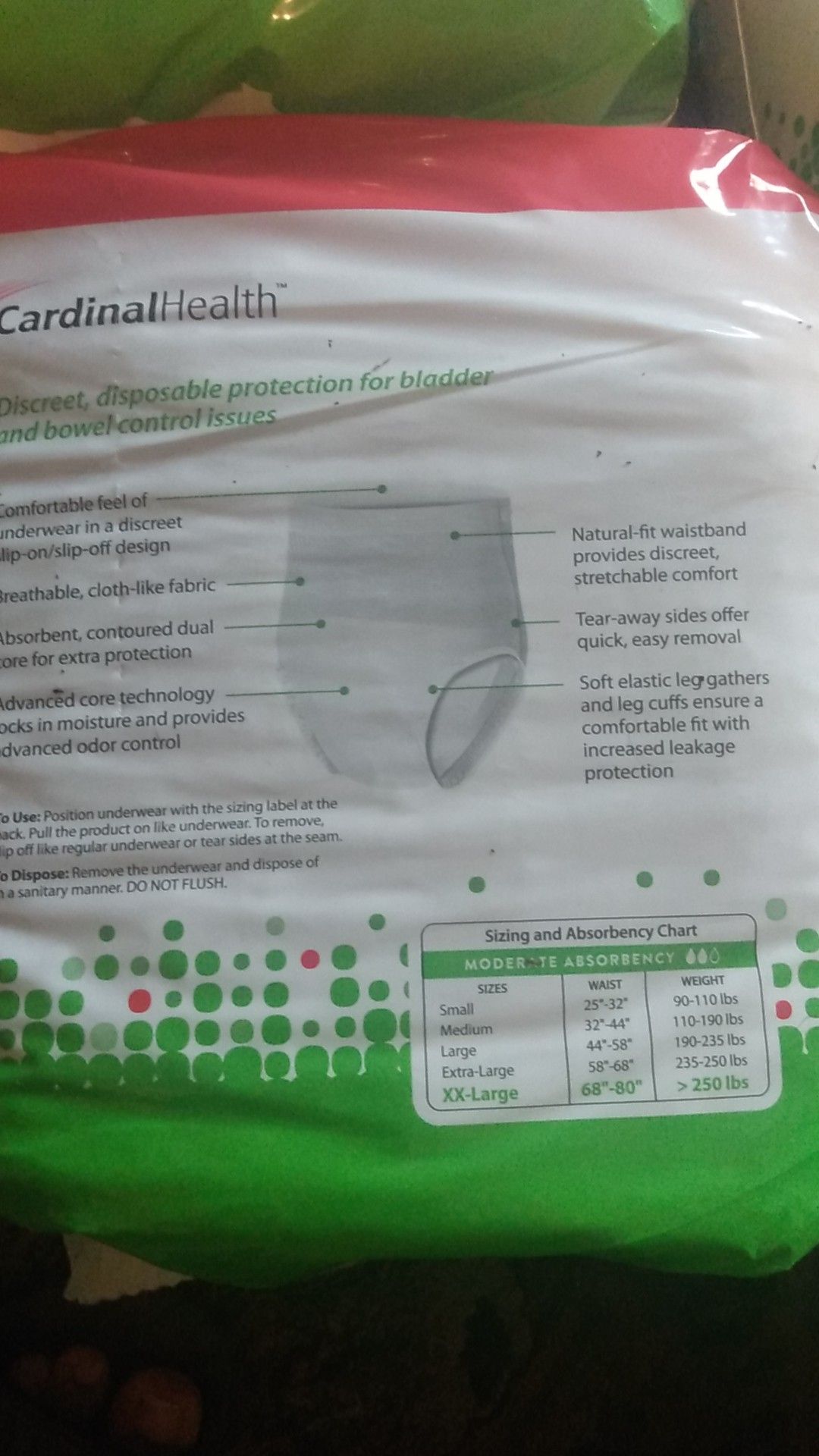 Adult XXL disposable diapers.