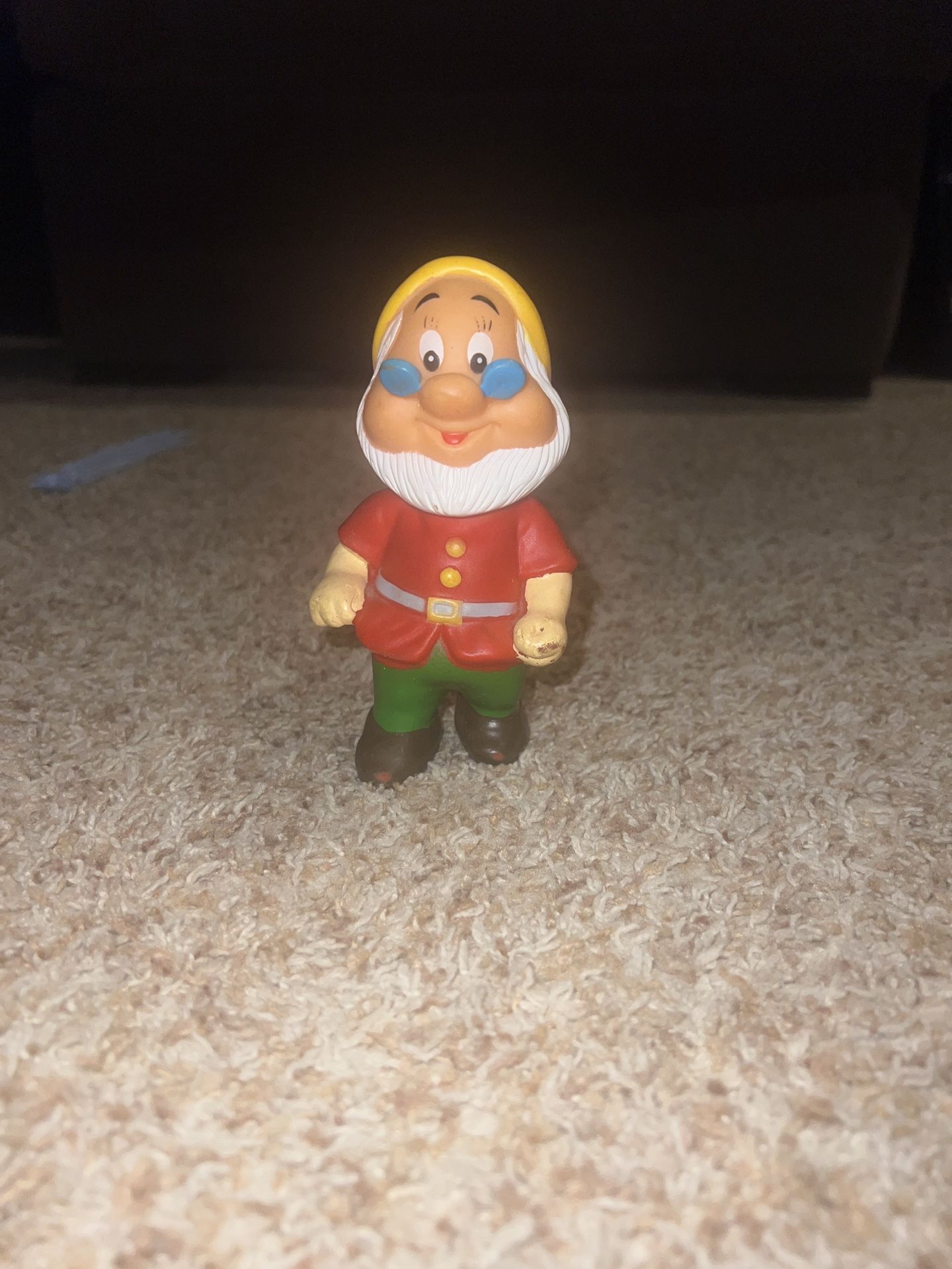 Vintage Walt Disney Vinyl Squeaky Snow White Seven Dwarfs 5” Figure "Doc". Paint is missing on hands see pics