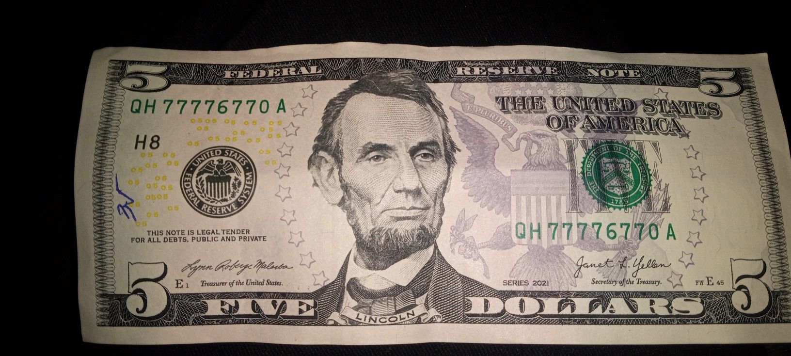 5 Dollar Bill #(contact info removed)0 2021