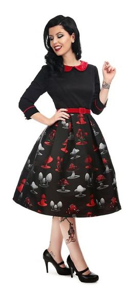 Unique Vintage Collectif mushroom swing dress