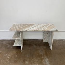 CB2 Hera Torrento Brown Marble Desk with Shelves