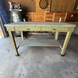 Vintage 5ft Industrial Steel Workbench 